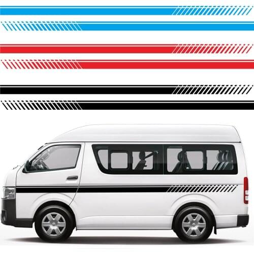 2PCS Racing Car Door Waist Line Side Stripes Decorative Stickers For Toyota Hiace Auto Body Decor Vinyl Film Decals Accessories