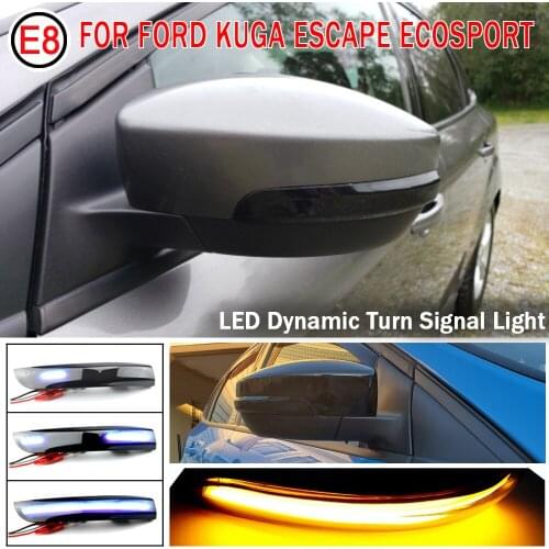 2pcs Dynamic Blinker Led Turn Signal Lights Smoked Flowing Rear View Mirror Lights Indicator For Ford Kuga Ecosport 2013-2018