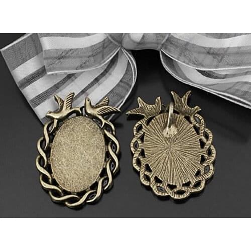 23441)6PCS Antique Bronze Zinc Alloy Inside size:25*18MM Alloy Cameo settings Jewelry Making Supplies Diy Findings Accessories