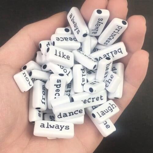 Mix Size Acrylic Beads Letter Words Loose Spacer Beads for Needlework Jewelry Making Handmade DIY Bracelet Accessories 20pcs/lot