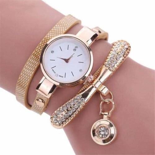 Nice Vogue Casual Women Watches Bracelet Watch Women Relogio Leather Rhinestone Analog Quartz Wrist Watch Clock Female Montre