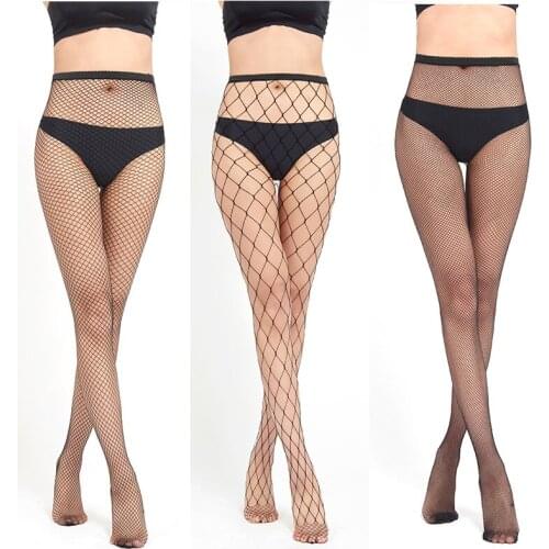 Black Female Fishnet Tights Sexy Women Stockings Pantyhose Mesh Stockings Club Party in grids Hosiery Calcetines collant femme