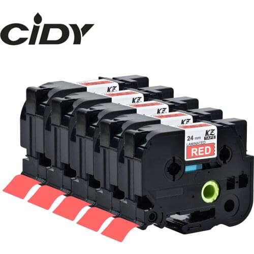CIDY 5PCS compatible TZe-455 TZE455 TZE 455 White on Red label ribbon cassette for brother printer tz455 tz 455 tz-455