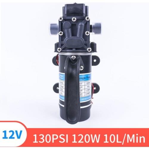 12V 24V 120W 130PSI 10L / Min Type Electric Water FIlm High Pressure Self-Priming Pump For Garden Return Valve