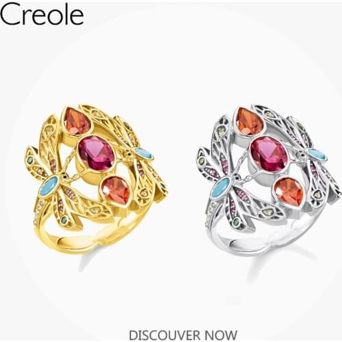 Ring Colourful Dragonfly 925 Sterling Silver Golden 2021 Brand New Fine Jewerly Bohemia Creative Elegant Bijoux Gift For Women