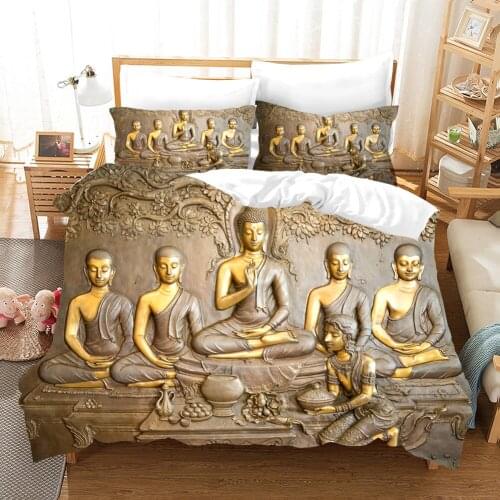 Figure of Buddha Bedding Set Religion Joss Duvet Cover Sets Comforter Bed Linen Twin Queen King Single Size Dropshipping