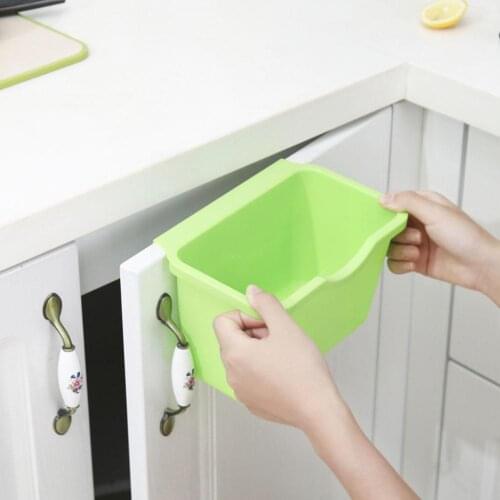 1pc Kitchen Cabinet Door Plastic Basket Hanging Trash Can Trash Desktop Storage Can Holder Box Waste Garbage Bin B0s1