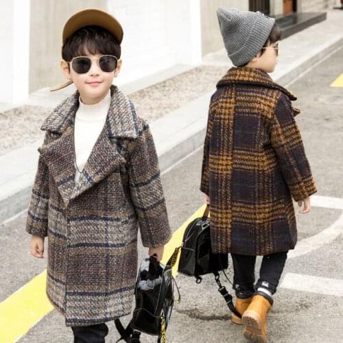 Teen Boys Wool Coats Winter Boys Clothes Plaid Jackets Children Clothing Outerwear 10 12 14 T Kids Jackets Boys Autumn Long Coat