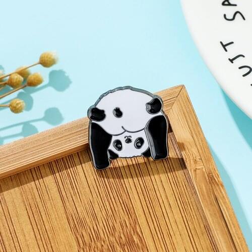 Cute Cartoon Panda Butt Brooch Metal Enamel Pin Funny Animals Jewelry Denim Shirt Collar Lapel Pins Badges Brooches Gift 2021