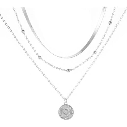 2021 fashion latest necklace design simple multi-layer lotus pendant necklace female gift jewelry jewelry