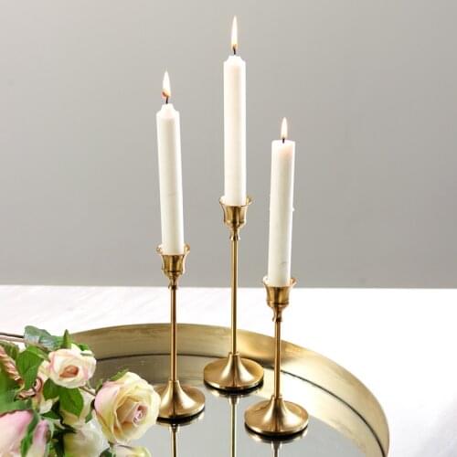 3Pcs/Pack Champagne Candlestick Holders For Taper Candles Table Romantic Decor For Wedding Party Holiday Dinner Decorativ