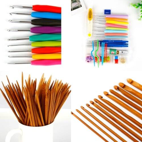 Fashion 1set/lot Handmade Crafts Knitting Needles Set Kit Smooth Plastic Bamboo Crochet Hook Needle DIY Weaving Tool 2018 New
