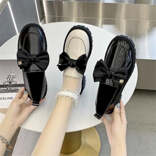 2021 New Women Platform JK Mary Jane Student Goth Ladies Loafers Shoes Sweet Cute Japanese Style Butterfly-knot Lolita Shoes