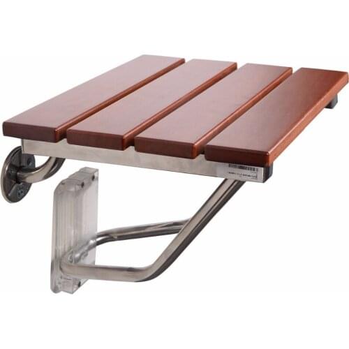 Goplus New Folding Bath Seat Bench Shower Chair Wall Mount Solid Wood Construction Modern Portable Bathroom Chairs BA7097