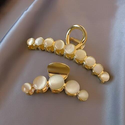 2021 New Design Opals Metal Hairpin For Woman‘s Clip South Korean Fashion Jewelry Girls Back Head Grab Clip Outdoor Headdress