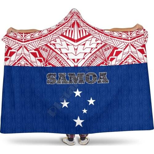 Samoa Hooded Blanket Polynesian Design 3D printed Wearable Blanket Adults Kids Various Types Hooded Blanket