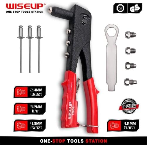 WISEUP Double Handle Hand Riveter Gun Hand Insert Rivet Nut Tool Stainless Steel Manual Home DIY Nails Gun For M2.4 M3.2 M4 M4.8