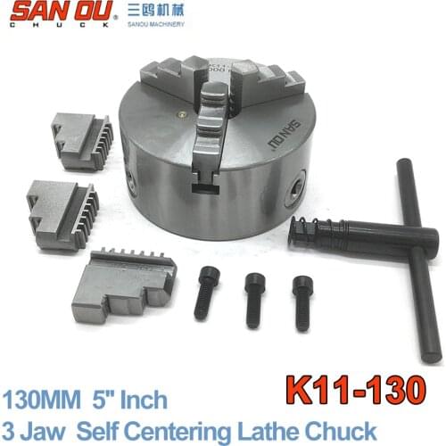 130mm 5 Inch 3 Jaw Self Centering Lathe Chuck SANOU K11-130 Metal Scroll Chucks for CNC Drilling Milling Machine