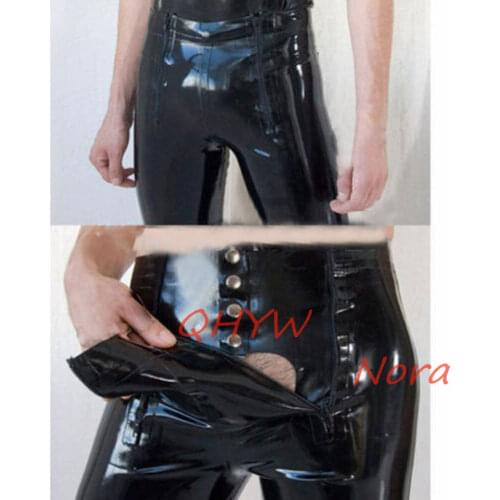 Sexy Latex Man Pants with Front Flat Codpiece Handmade Men Trousers Kakegurui Cosplay Costume