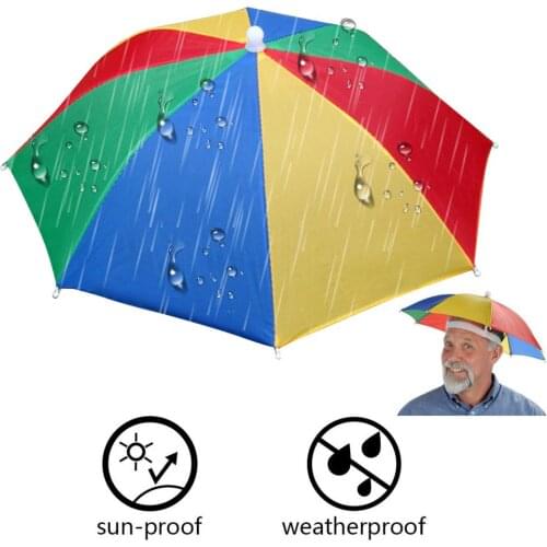 Portable Fishing Cap Umbrella Hat 53cm Rainproof Sun Protection Sun Hats Outdoor Work Camping Hiking Travel Headwear Adjustable