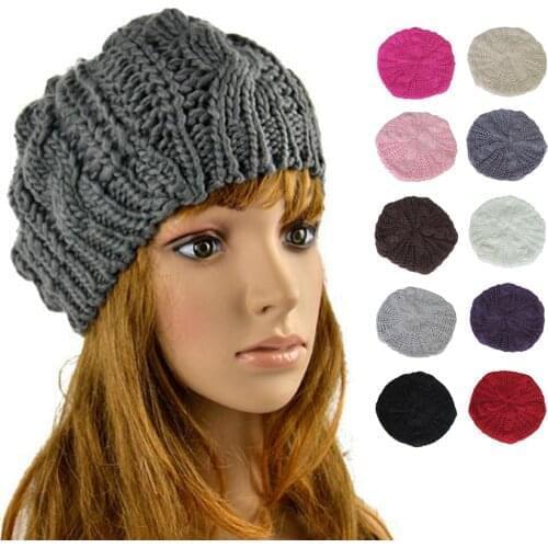 Women Knitted Warm Cap Winter Hats Girl Beanies Pink Gray Female Outdoor Black Soft Cotton Simple Cute Fashion Outdoor Ski Cap