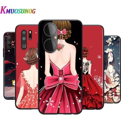 Silicone Cover Wedding Dress Girl For Huawei P50 P40 P30 P20 Pro P10 P9 P8 Lite E Plus 2019 Phone Case