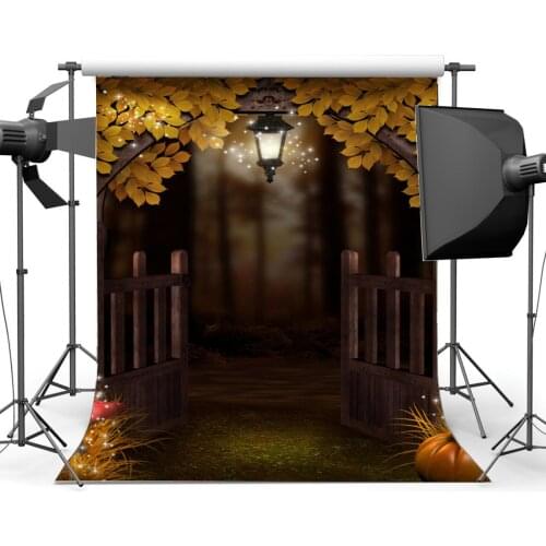 Fairytale Backdrop Dreamy Jungle Forest Backdrops Trees Lantern Pumpkin Mushroom Vintage Wood Background