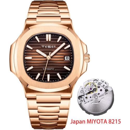 TESEN Men Top Brand Watches Men Automatic Mechanical MIYOTA 8215 Movement Waterproof Stainless Steel Wristwatch Patek Watch AAA