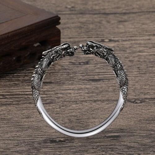 Tibetan Sliver Bangles Dragon Bangle Bracelets for Women Sliver Bracelets Open Bracelets