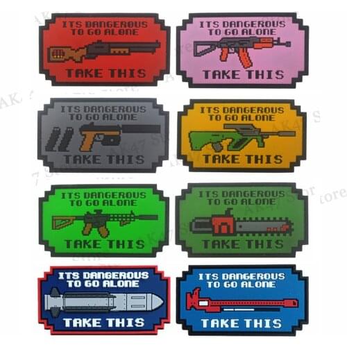 ITS DANGEROUS TO GO ALONE 3D PVC Rubber Military Patch AK47 Tactical SWAT Badge Applique Emblem DIY Patches for Clothing Parche