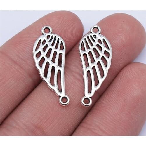 WYSIWYG 20pcs 25x10mm Antique Silver Color Hollow Wings Connector Charms For Jewelry Making DIY Jewelry Findings