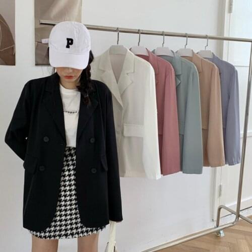 Thin suit coat for womens summer 2021 new loose Korean saga net red fried street small suit top