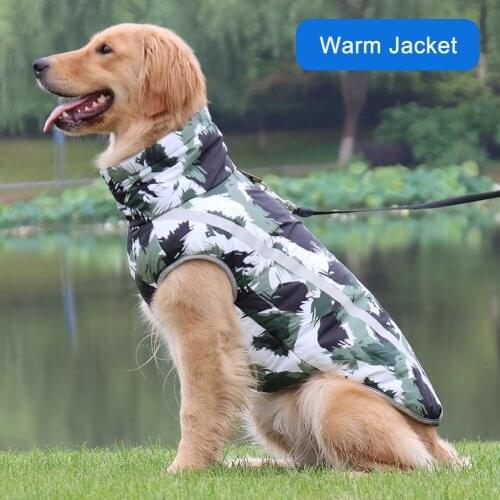 Winter Warm Dog Vest Coat Colorful Reflective Waterproof Jacket Fleece Thicken Big Dog Clothing S-6XL