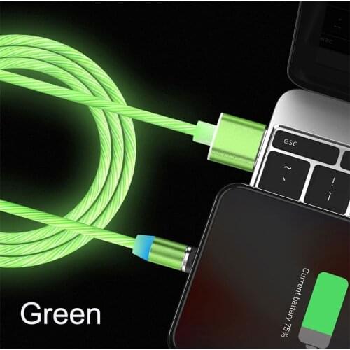 1M Luminous Cable Fast Charging Date Line USB Micro Type C LED light Cabel Flowing Glow Data For iphone X Xiaomi Huawei Oukitel