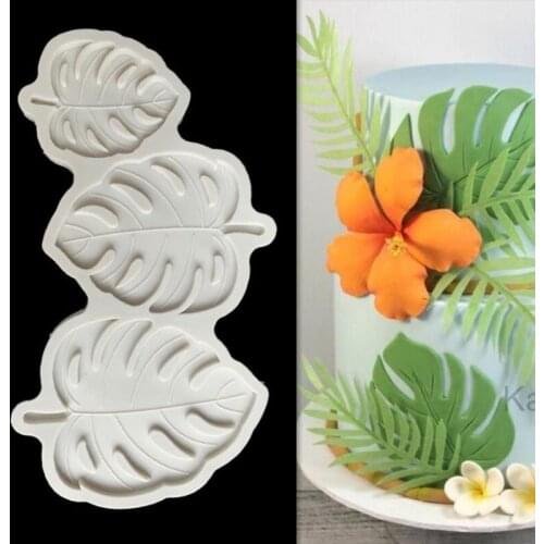 1Pc Plant Leaf Monstera Leaves Flip Sugar Cake Soft Pottery Clay Drip Glue Plaster Car Ornaments Liquid Silicone Mold Decoration