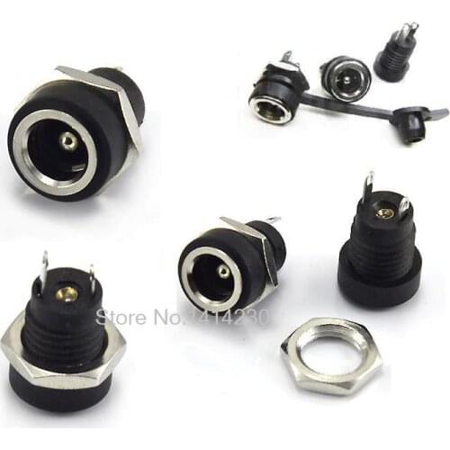 10PCS/LOT DC-022B All-Copper Material DC Power Supply Jack Socket Female Panel Mount Connector 5.5mm 2.1mm With a Waterproof Cap