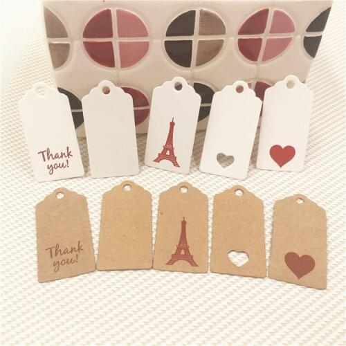 100 pcs 4x2cm variety style kraft paper label mini cute scallop head wedding decoration card DIY gift / cake / bread price tag