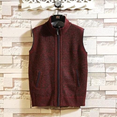 2020 Autumn & Winter New Arrival Men Vest Plus Velvet Thick Plus Size Slim Sweater Stand Collar Cardigan Sweater Free Shipping