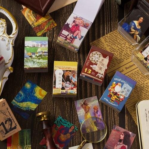 50 pcs/set Retro Collage Poster Background Sticker DIY Scrapbooking Album Junk Journal Planner Decorative Stickers