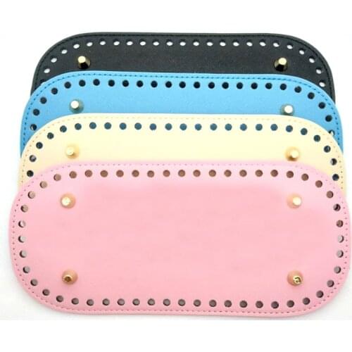 Diy hand-woven bag accessories pu cross pattern 22*10 cm oval bag bottom