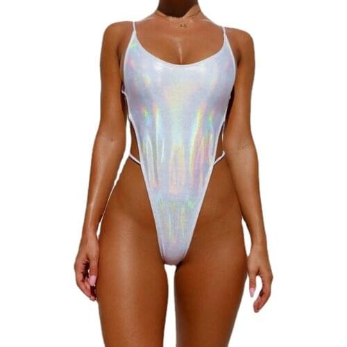 Bikini 2021 Europe and the United States new one-piece swimsuit sexy bright leather strap animal pattern bikini full