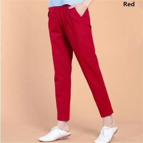 Fashion Pencil Pants Women Spring Summer Autumn Casual Comfortable Pants Trousers Feminine Plus Size 5XL/6XL/7XL Black/White/Red