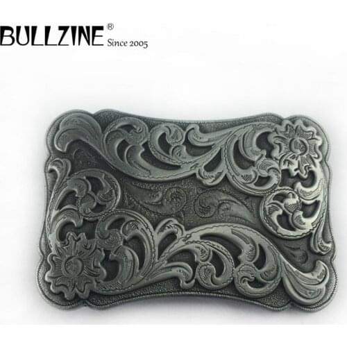 Bullzine zinc alloy retro western flower belt buckle FP-03558 western cowboy jeans gift luxurious belt buckle drop shipping