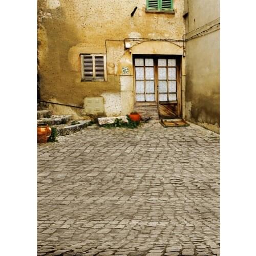 Cement Wall Wooden Window Steps Outdoor Photography Background Custom Backdrop Photo Studio for Children Baby Pets Photocall