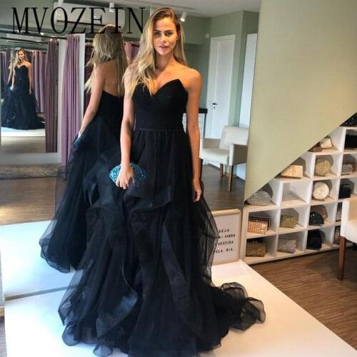 Black Evening Dresses Ball Gown Sleeveless Puffy Formal Gowns Floor Length Party Dress Long Evening Dress vestidos