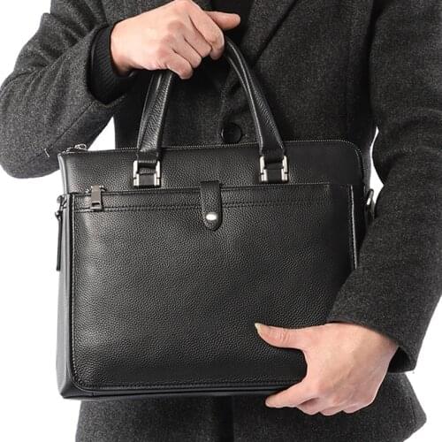 Mens Genuine Leather Handbags Men Large Business Travel Briefcases Male Cowhide Leather Shoulder Bag Boy Laptop Messenger Bags