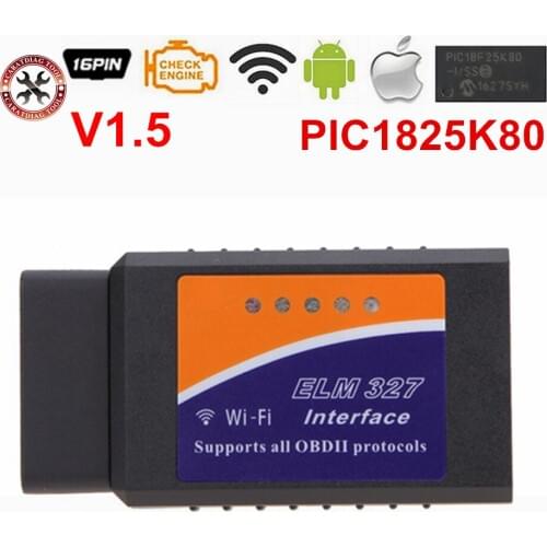 ELM327 WIFI PIC18F25K80 Chip Works Diesel Cars Hardware V1.5 Software V2.1 For iOS/Android Free Shipping