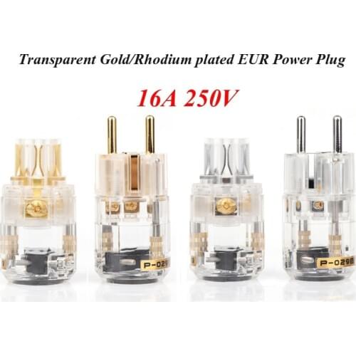 HIFI Transparent Gold plated EUR Schuko power cable Extension plug IEC Female connector 2pair Male female Plug