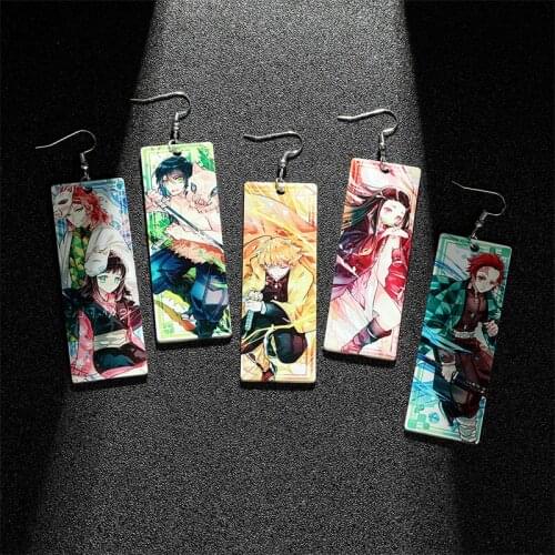 Demon Slayers Blade Ear Clips Protagonist Earrings Kamado Nezuko Cosplay Accessories Anime Commemorative Gift