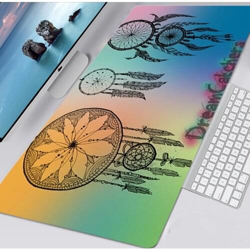 The Dream Catcher Mandala XL Mousepad Gamer Kawaii Non-slip Mouse Pad 40x90 Gaming Mausepad Deskmat Tappetino Mouse Keyboard Pad